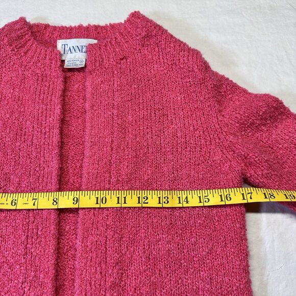 Vintage Tanner Hong Kong Bouclé Knit Cardigan Pink Wool Blend Size S - Picture 6 of 6